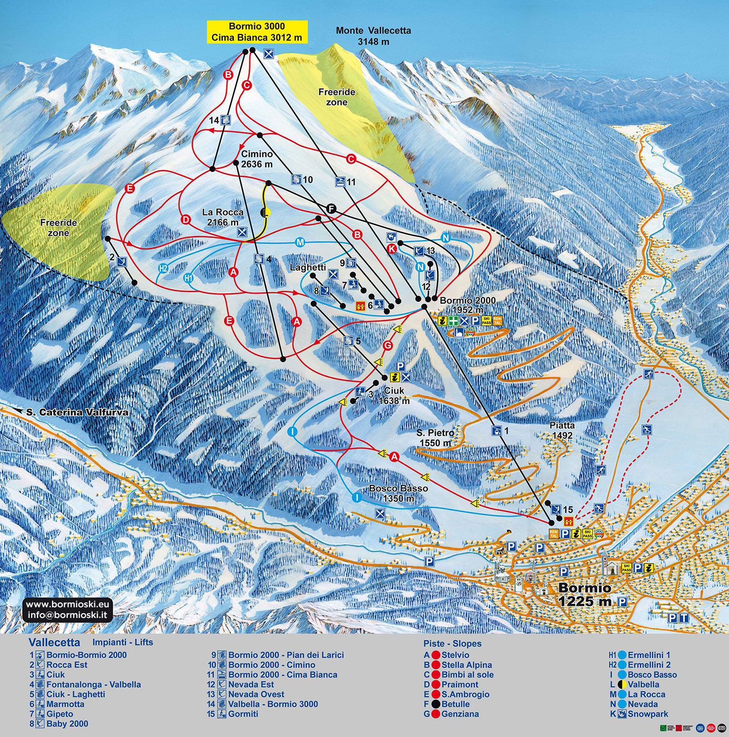 Mappa Delle Piste Bormio - Cima Bianca