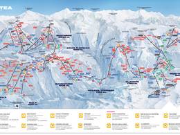 Mappa delle piste Via Lattea - Sestriere/Sauze d'Oulx/San Sicario/Claviere/Monginevro